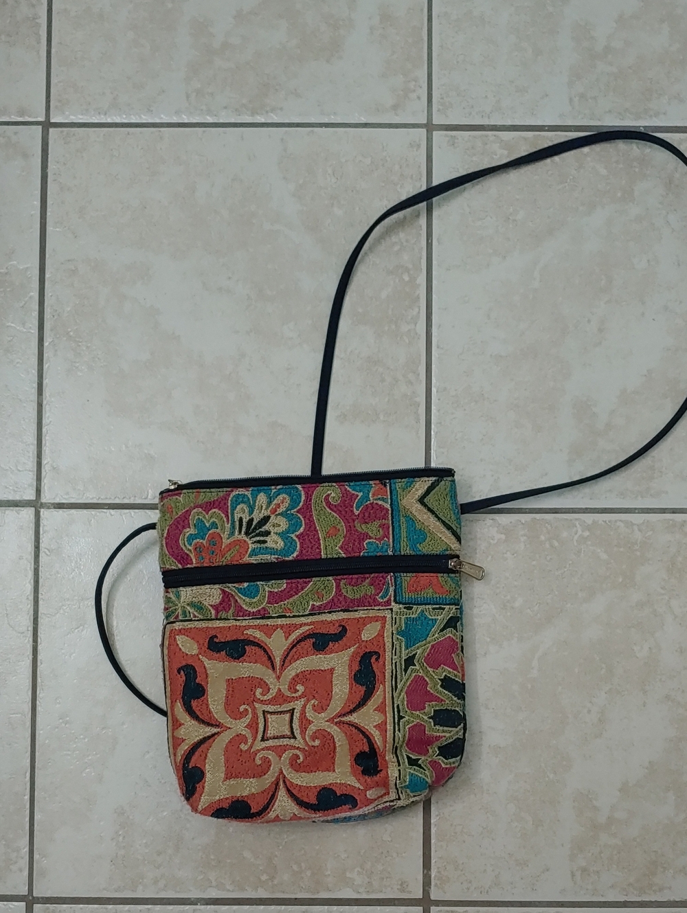 Vintage Danny K. Purse Boho Tapestry Crossbody Bold Floral